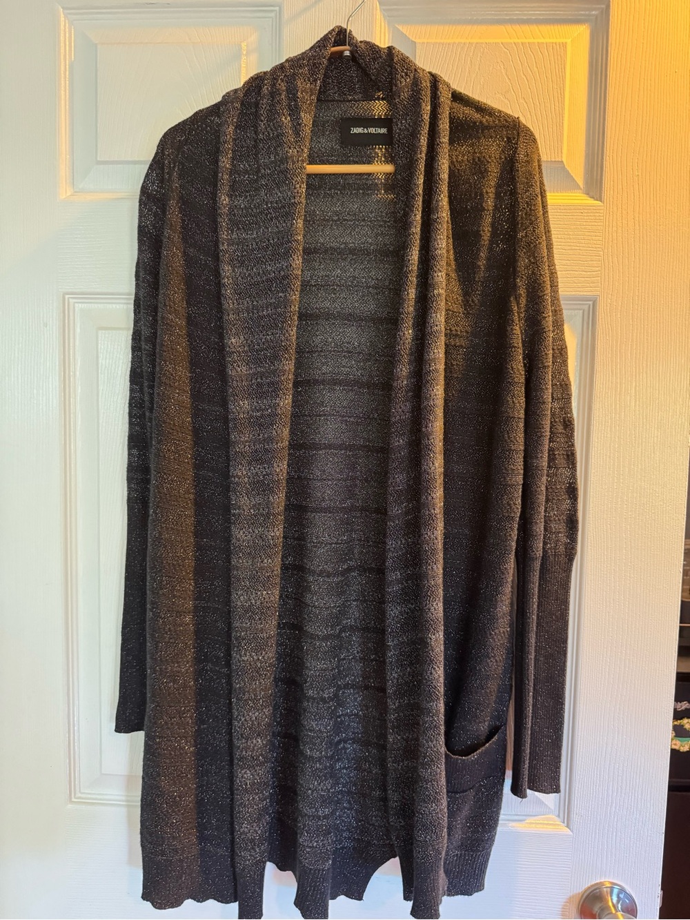 Zadig & Voltaire Women’s Black Metallic Open-Front Cardigan